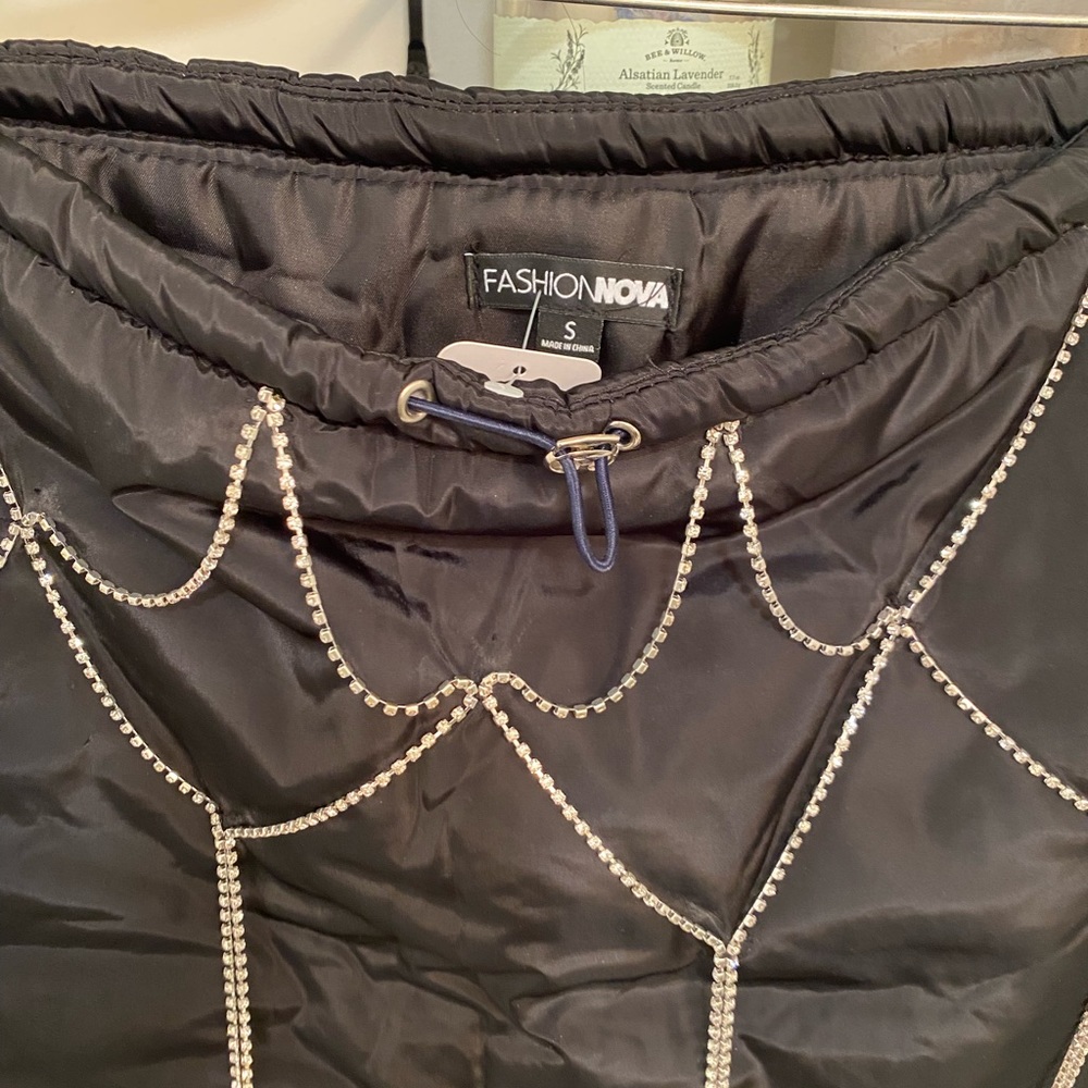 Rave Puffer Drawstring Rhinestone Skirt - Picture 2 of 3